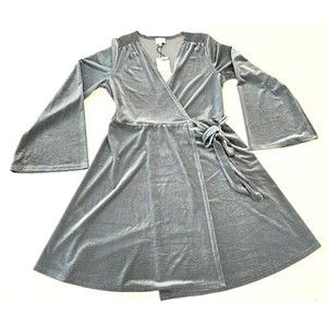 LLHLJH Women’s Size M Blue/Green Wrap Dress 90% Poly 10% Spandex